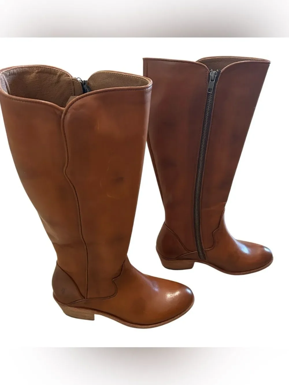 Frye Carson Piping Carmel Leather Tall Knee High Boots, size 6.5, NWT NO BOX